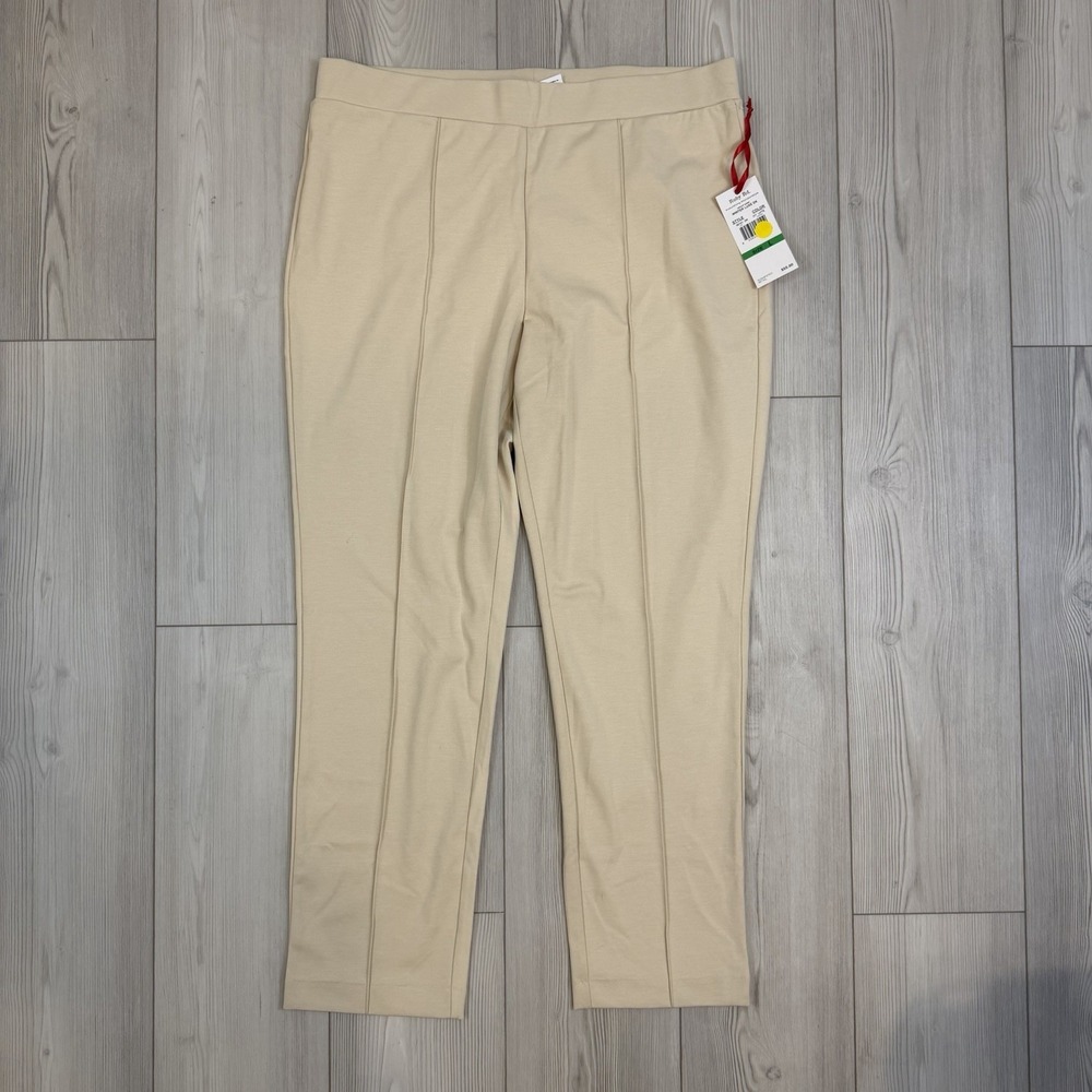 NWT Ruby Rd. Large Beige Pull On Pleated Pant Lat… - image 1